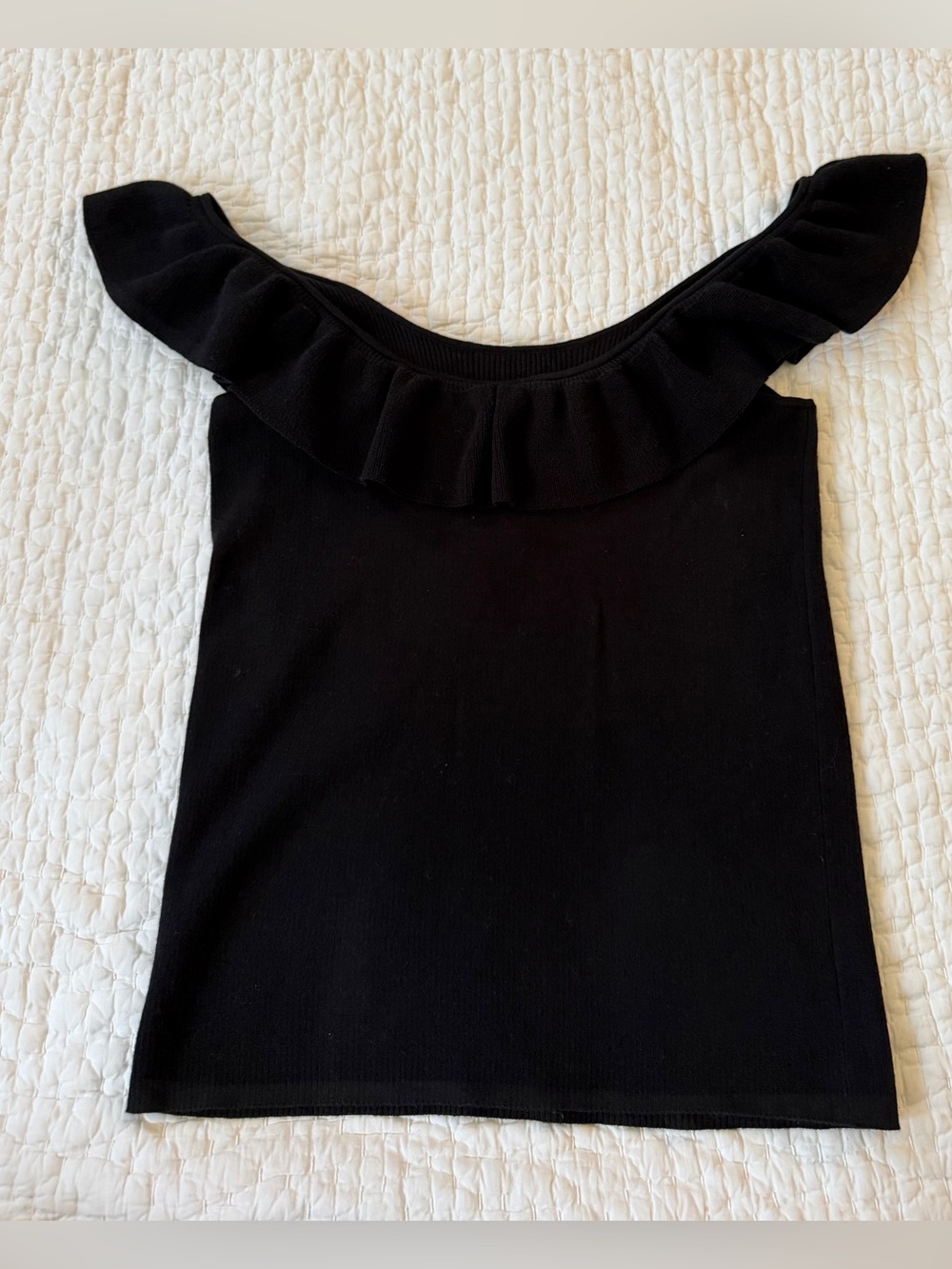 LOFT Black Ruffle Off-Shoulder Tank